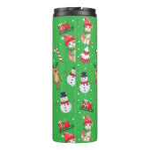 Leuke kat kat Kerstman sneeuwman Sled Xmas tree Thermosbeker (Achterkant)