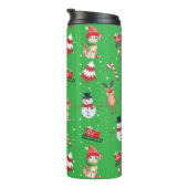 Leuke kat kat Kerstman sneeuwman Sled Xmas tree Thermosbeker (Geroteerd rechts)