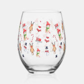 Leuke kat kat Kerstman sneeuwman Sled Xmas tree Wijnglas Zonder Voet (Achterkant)