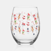 Leuke kat kat Kerstman sneeuwman Sled Xmas tree Wijnglas Zonder Voet (Rechts)