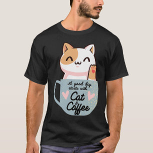 Leuke Kat Koffie Mok Kat Paw Baby Koffie en Kat Ca T-shirt