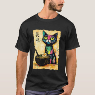 Leuke kat kunstwerk met noedelkom t-shirt