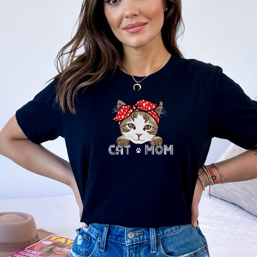 Leuke kat mam rode sjaal t-shirt