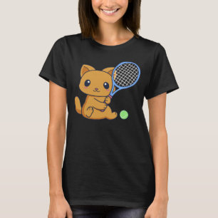 Leuke kat met een tennisraket en tennisbal kat t-shirt