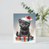 Leuke kat met kerstmuts Illustratie Briefkaart (Staand voorkant)