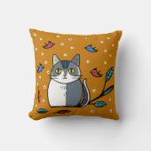 Leuke kat met vogels kussen (Voorkant)