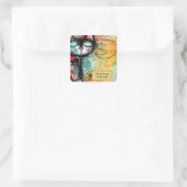 Leuke kat Moderne Stijl Vierkante Sticker (Tas)