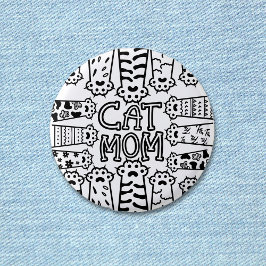 Leuke kat moeder voor kattenliefhebbers ronde button 3,2 cm