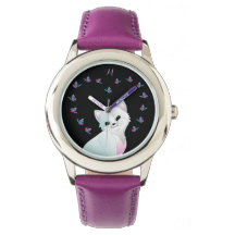 Leuke kat Monogram Paarse Horloge