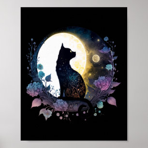 Leuke kat motief kat in maanlicht kat poster