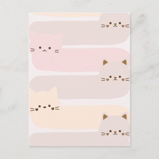 Leuke kat pastel kleur roze geel bruin ontwerp briefkaart (Voorkant)