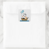 Leuke kat piraat vierkante sticker (Tas)