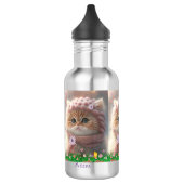 Leuke Kat Roze Gebreide Haarsjaal Bloemen Tuin Cus Waterfles (Links)