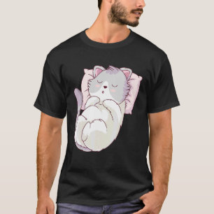 Leuke kat slapen op een kussen voor kitten Kinder T-shirt