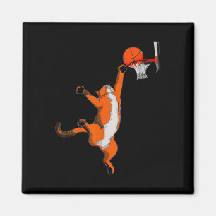 Leuke Kat Spelen Basketbal Sport Kat Basketbal L Magneet