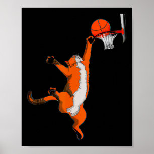 Leuke Kat Spelen Basketbal Sport Kat Basketbal L Poster