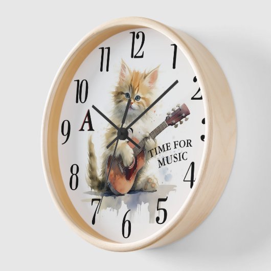 Leuke kat spelen gitaar aangepaste monogram (Hoek)