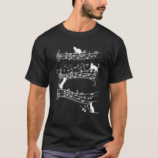 Leuke kat spelen op muzieknoten muziek piano muss t-shirt
