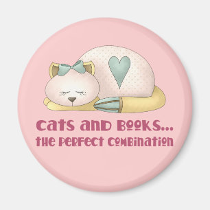 Leuke Katten en Boeken T-shirt Magneet