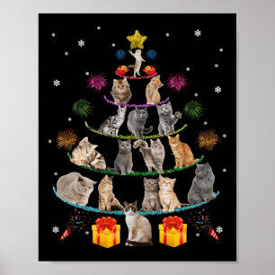Leuke Katten Kerstboom Meowy Xmas Katten Boom Lich Poster