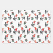 Leuke katten met santa muts meowy kerst inpakpapier vel (Voorkant)