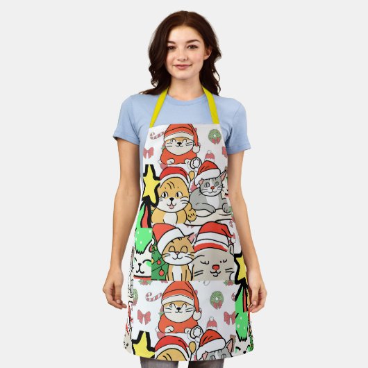 Leuke Katten pet Kerstman Schort (Gedragen)