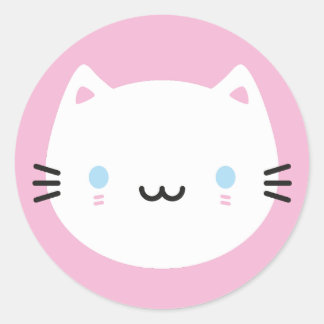 Leuke Katten - Witte Kawaii Kitten Ronde Sticker