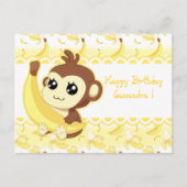 Leuke Kawaii aap houdt banaan Briefkaart (Voorkant)