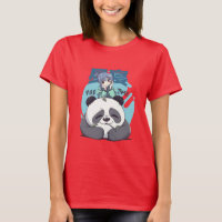 Leuke Kawaii Anime Meisje Panda Nap Tijd