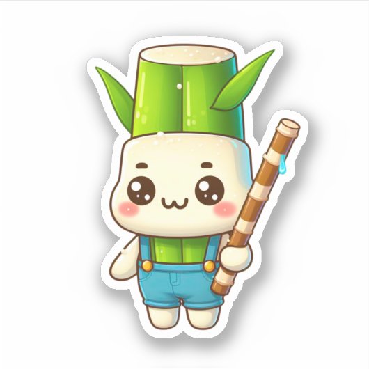 Leuke kawaii bamboe hoofd sticker (Voorkant)