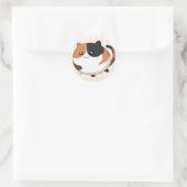 Leuke Kawaii Calico kitty cat Ronde Sticker (Tas)