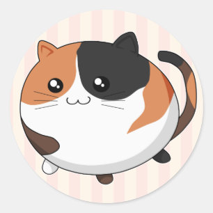 Leuke Kawaii Calico kitty cat Ronde Sticker