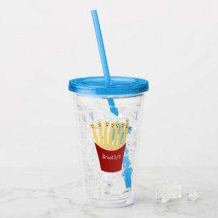 Leuke kawaii frietjes fastfood cartoon illustratie acryl drinkbeker