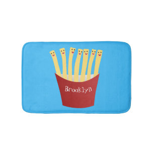 Leuke kawaii frietjes fastfood cartoon illustratie badmat