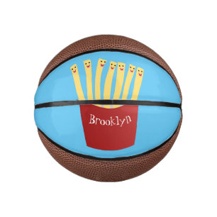Leuke kawaii frietjes fastfood cartoon illustratie basketbal
