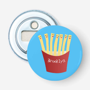 Leuke kawaii frietjes fastfood cartoon illustratie button flesopener