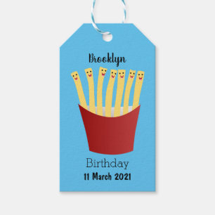 Leuke kawaii frietjes fastfood cartoon illustratie cadeaulabel