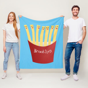 Leuke kawaii frietjes fastfood cartoon illustratie fleece deken