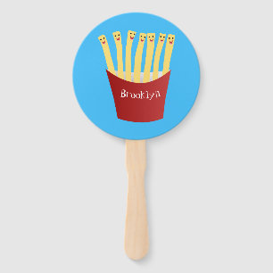 Leuke kawaii frietjes fastfood cartoon illustratie handwaaier