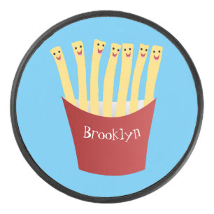 Leuke kawaii frietjes fastfood cartoon illustratie hockey puck