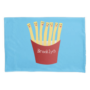 Leuke kawaii frietjes fastfood cartoon illustratie kussensloop