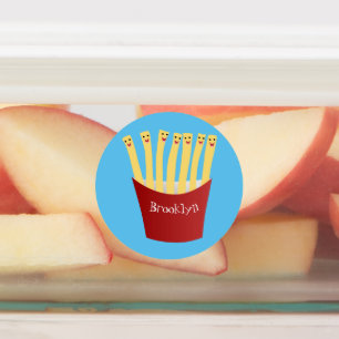 Leuke kawaii frietjes fastfood cartoon illustratie labels