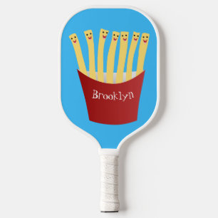 Leuke kawaii frietjes fastfood cartoon illustratie pickleball paddle