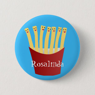 Leuke kawaii frietjes fastfood cartoon illustratie ronde button 5,7 cm