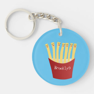 Leuke kawaii frietjes fastfood cartoon illustratie sleutelhanger