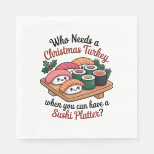 Leuke Kawaii Kerst Sushi Platter Servet