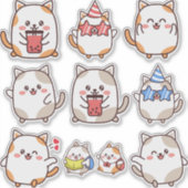 Leuke Kawaii Kleine Kat Emoji Sticker (Voorkant)