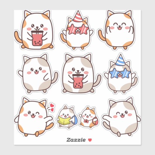 Leuke Kawaii Kleine Kat Emoji Sticker (Vel)