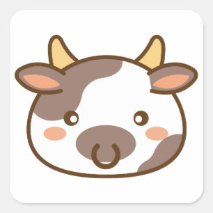 Leuke Kawaii Koe Vierkante Sticker