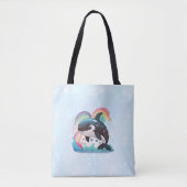 Leuke kawaii orka killer walvis regenbogen vlinder draagtas (Voorkant)